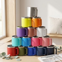 Tasses de voyage 14oz 12oz avec logo personnalisé, en acier inoxydable 304 à double paroi, isolées sous vide, pour le camping, le voyage, le café, avec poignée