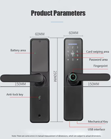 Serrure de porte électronique à empreinte digitale pour porte en bois d'intérieur, déverrouillage par application, carte RFID, téléphone NFC, TTlock, antivol, maison, bureau, appartement