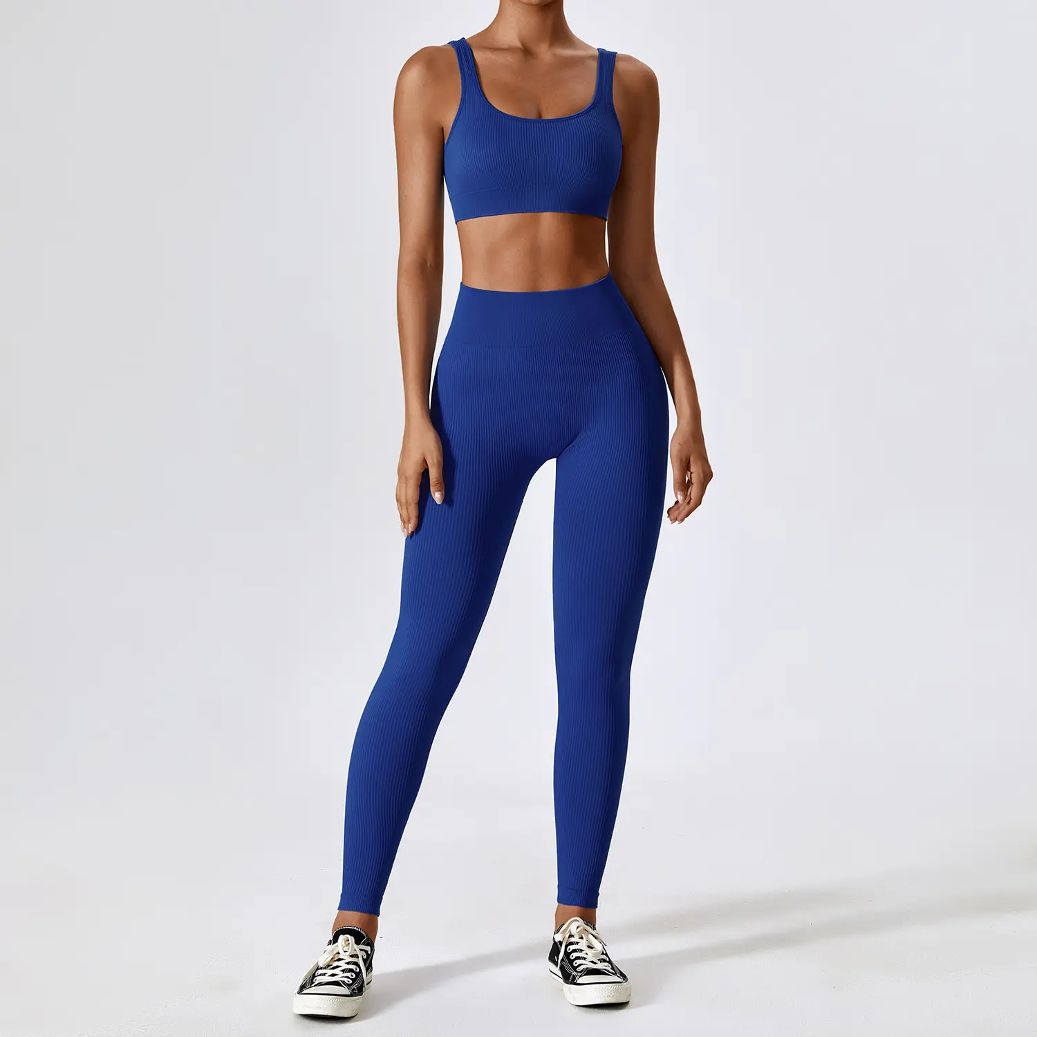 Leggings sans couture côtelés taille haute personnalisés ensemble de vêtements deux pièces ensemble de soutien-gorge de sport pantalon de yoga vêtements de sport d'entraînement sexy