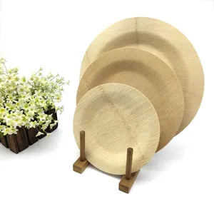 Vaisselle de camping jetable durable et écologique, assiettes carrées/rondes en bambou, vente en gros