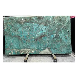 villa decor luxury stone Natural Polished Tile Slab Wall Amazonite Turquoise Granite backlit amazon green Marble