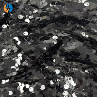 Nouveau Design Sequin Brodé 100% Polyester Étincelle Sexy Robe Noire Tissu pour Fête Robe De Bal