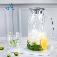 Pichet à eau en verre de 57 oz ensembles de carafe en verre à eau et pichet à thé glacé avec couvercle pour réfrigérateur pichet à jus pour voiture et usage domestique