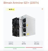 Bitmain Antminer S21+ 216T 225T 235T Usb Bitcoin Crypto Asic Btc Miner Machine de minage Bitcoin S21 Pro Miners Crypto