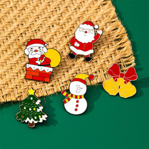 33款库存圣诞装饰胸针金属胸针女胸针定制珐琅翻领胸针圣诞礼物徽章 - Product Image 6