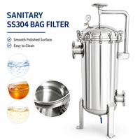 Boîtier de filtre à sac en acier inoxydable sanitaire SS304 pour la filtration des aliments, des boissons, du sirop et de l'eau de process