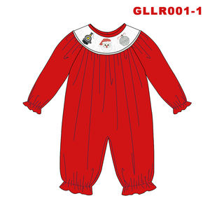 Ensembles de vêtements pour bébés de Noël personnalisés 2022, vêtements pour enfants en coton brodés, tenues pour enfants smockées, vente en gros - Product Image 5