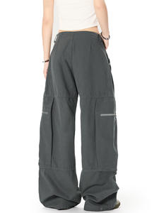 Pantalones Utilitarios Casuales de Lona con Pliegues de Inspiración Vintage, Unisex, Bolsillos Grandes, Corte Recto y Ancho, Estilo Urbano - Product Image 5