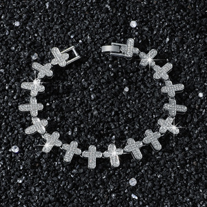 2026 Hot Selling Simple Design Geometric <b>Cross</b> <b>Chain</b> Bracelet Hiphop Alloy Gold Silver Plated Men's Bracelets Fashion Jewelry - Product Image 2