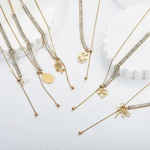Byron Jewelry Waterproof Tarnish Free 18K Gold Plated Luxury Zirconia Pave Stainless Steel Tennis Necklace Fashion Jewelry
