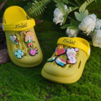 Boutons décoratifs personnalisés en PVC écologiques, motif dessin animé mignon, pour chaussures de plage, thème alimentaire, pour filles