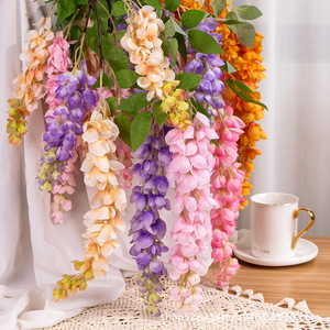 Bouquet de fleurs artificielles de glycine 120 cm, lianes suspendues en soie pour décoration intérieure - Product Image 3