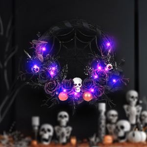 Décorations d'Halloween : Guirlande Araignée et Crâne, Fleurs Artificielles en Plastique Durables, Accessoires de Décoration de Fête, Ornements Suspendus Faits Main - Product Image 2
