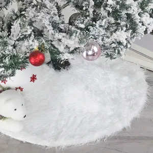 Senmasine 78cm 120cm rok pohon Natal mewah untuk dekorasi rumah ornamen pohon liburan penutup dasar tikar Natal putih salju bulat