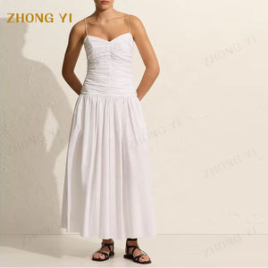 Fabricants de vêtements personnalisé Oem vente en gros <span class=keywords><strong>été</strong></span> femmes sans manches Sexy mince bandoulière serré <span class=keywords><strong>longue</strong></span> plissée tenue décontractée - Product Image 1