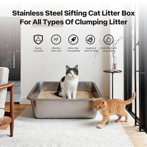 <span class=keywords><strong>Bac</strong></span> à litière Pawise anti-odeur, grand format, côtés hauts, en acier inoxydable 201, anti-rouille, <span class=keywords><strong>avec</strong></span> tamis pour chat et lapin - Product Image 3