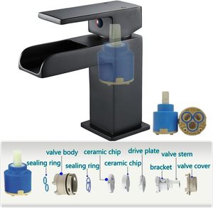 Modern Single Handle <strong>Waterfall</strong> Basin Tap Matt Black Brass Wall-Mounted Sink Mixer Tap with Waste, <strong>Waterfall</strong> Basin Faucet - Product Image 4
