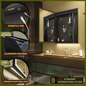 Fábrica personalizada al por mayor de alta definición multifuncional desempañador táctil montado en la pared gabinete de <span class=keywords><strong>espejo</strong></span> de baño inteligente - Product Image 4