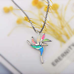 <strong>Hawaiian</strong> Plumeria Opal Necklace Bohemian Egg Flower Pendant <strong>Jewelry</strong> Wholesale For Women - Product Image 5