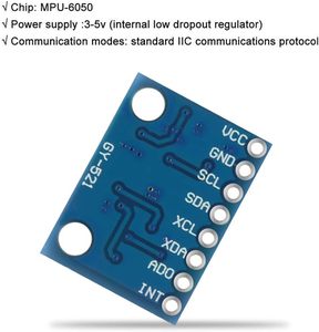 Aismartlink Mpu6050 Module, 3-assige Versnellingsmeter Gyroscoop Sensor Module 16bit Ad Converter <span class=keywords><strong>Data</strong></span> <span class=keywords><strong>Output</strong></span> - Product Image 5
