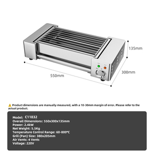 HENITUER C11832 C11834 <span class=keywords><strong>Barbecue</strong></span> électrique portable de camping Contrôle indépendant de la température <span class=keywords><strong>Barbecue</strong></span> électrique - Product Image 2