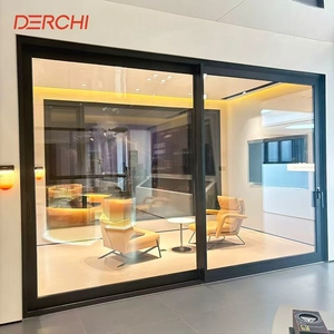 Portes coulissantes en aluminium à rupture de pont thermique DERCHI NFRC, résistantes aux ouragans, pour patio extérieur, avec 4 rails et grandes baies vitrées pour balcon. - Product Image 4