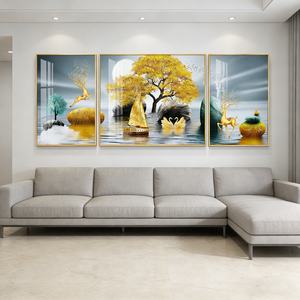 Decoración Vibrante para Pared de Pasillo, Arte Colorido para Iluminar el Pasillo, Pintura Abstracta de Paisaje en Tres Piezas, Lámpara LED de Porcelana de Cristal - Product Image 6