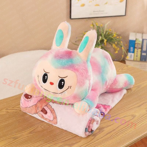 Venta al por mayor Gran oferta dibujos animados Anime aire acondicionado almohada 2-en-1 cojín de oficina siesta almohada colorida mantas - Product Image 1