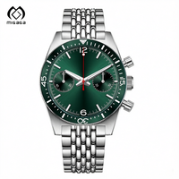 Montre chronographe homme Migaga Custom Logo 316L en acier inoxydable, luxe minimaliste, cadran vert vintage, montre de plongée OEM pour homme