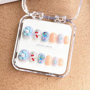 เล็บปลอมเด็ก Qiany 12 ชิ้น ลายการ์ตูน 3 มิติ ตกแต่งรูปกระต่าย หมี ดอกไม้ โบว์ ลูกกวาด สำหรับเด็กผู้หญิง อายุ 5-12 ปี ขายส่ง - Product Image 5