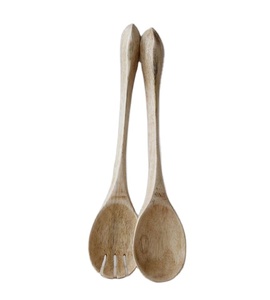 Wood <b>Salad</b> Servers Set Eco-Friendly Dishwasher Safe Manual <b>Salad</b> <b>Tools</b> - Product Image 1