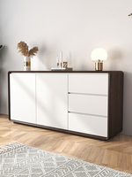 Meuble de rangement multifonctionnel en bois laqué brillant, style moderne minimaliste et luxueux, pour salle à manger, salon, cuisine et chambre.