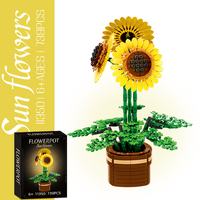 Jouets Woma, kit de construction botanique en forme de tournesol, modèle de fleurs, jouet en plastique ABS, 20 pièces, pour OEM ODM, jouets personnalisés, maison