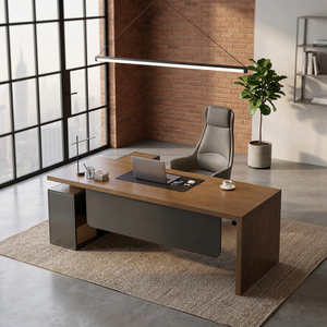 Modern Solid <b>Wood</b> L-Shaped Executive Desk with Spacious Work Surface for Office Home Study - Product Image 4