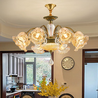Lustre de salon rétro de style américain tout en cuivre, lampe haut de gamme de style européen pour salle à manger et chambre à coucher, villa duplex