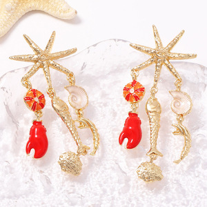Pendientes Largos con Borlas Rojas Juda Ocean Element, Joyería de Moda para Mujer - Product Image 4