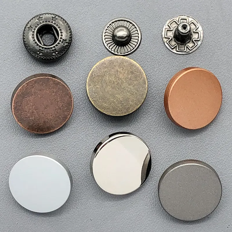 Factory wholesale high quality shiny buttons waterproof flat metal snap buttons for jackets