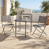 Ensemble bistrot pliant moderne et durable en acier pour extérieur, 3 pièces, 2x1 chaises en tissu maillé et table pour balcon, patio, terrasse