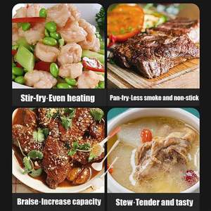 Wok en fer antiadhésif Yongkang avec couvercle, poêle ronde pour ustensiles de cuisine portables inclus, lavage à la main uniquement - Product Image 5