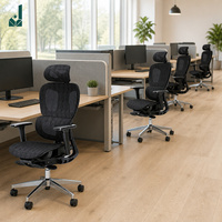 Chaise de bureau ergonomique moderne Foshan à dossier haut, pivotante, réglable, en maille noire, avec accoudoirs et repose-pieds inclinables