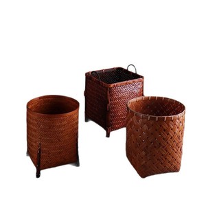<b>Bamboo</b> Woven Storage Basket Rectangle Tung Oil Lacquer Finish For Living Room Neatening Cosmetics Jewelry Storage - Product Image 5