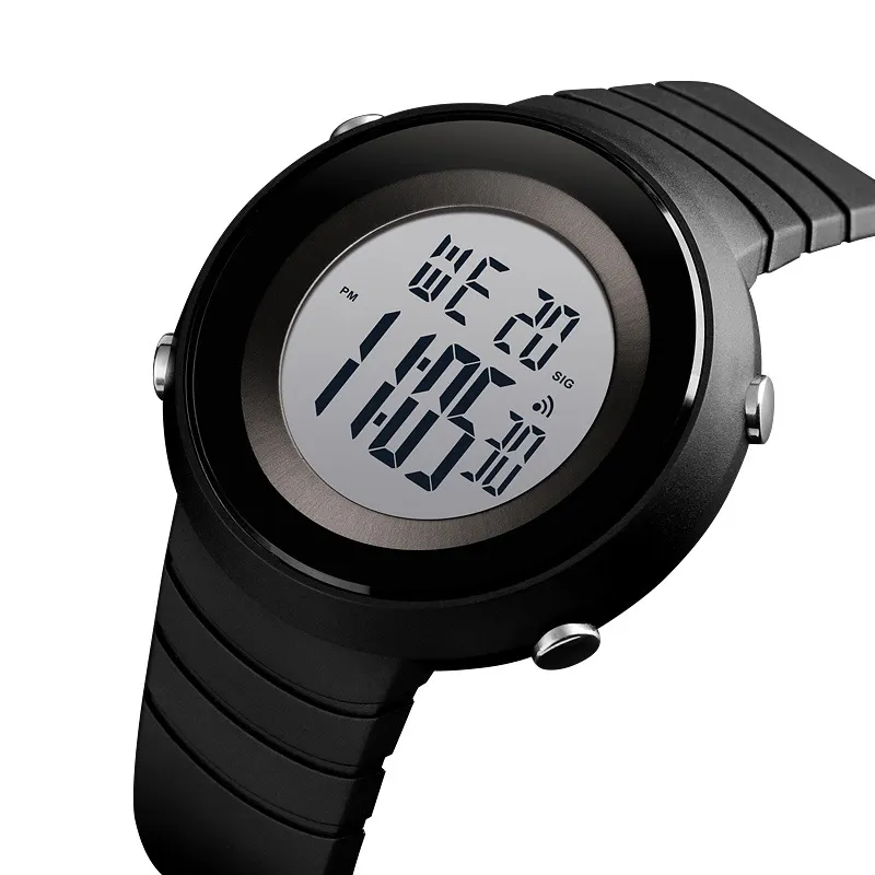 Oem silicone bands classic watch waterproof big numbers week date alarm clock digital watch for children