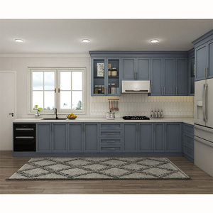 Il miglior layout della base dell'isola ad angolo in legno non finito progetta le porte dell'armadio shaker in rovere massello <span class=keywords><strong>cucina</strong></span> europea moderna - Product Image 5