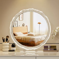 Miroir de courtoisie pour femme, design Art Déco, cadre métallique, écran LED intelligent, bande lumineuse LED multifonctionnelle personnalisée, haut de gamme