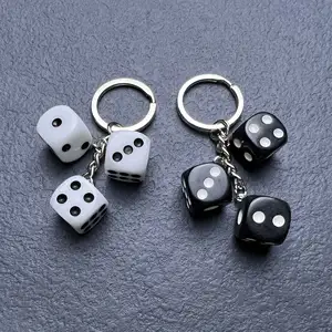 Lilangda 2023 Spot Hot, Smiling Face Key Chain Bag Buckle Dice Number 8 Crescent Pendant, Key Pendant Metal Dice Keychain