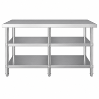 Table de travail commerciale en acier inoxydable 304 201 de qualité alimentaire à trois niveaux avec revêtement autonettoyant anti-corrosion pour cuisine - Prix usine