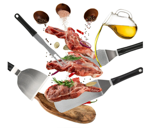 New thép không gỉ thịt nướng công cụ thiết lập hình dạng dài nấu ăn thìa kết hợp tấm nướng thìa nhựa kim loại BBQ nướng <span class=keywords><strong>Set</strong></span> - Product Image 5