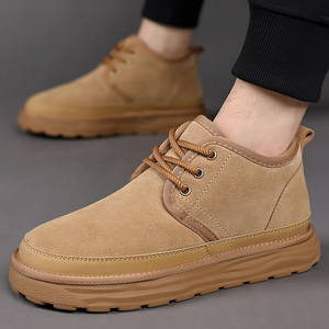 Men Winter Snow Boots <b>Ankle</b> High Round Toe Faux Suede Plush Lining Rubber Outsole Anti Slip Warm EVA Midsole - Product Image 2