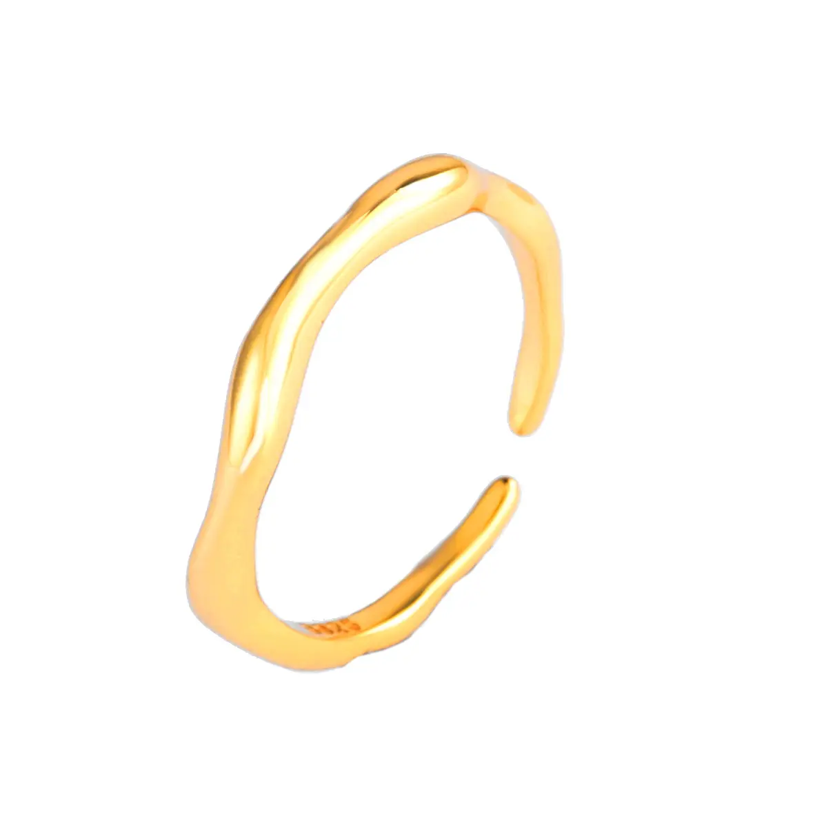 Anillo abierto convexo cóncavo Irregular Chapado en plata S925 de moda y Popular anillo Pequeño anillo de mujer al por mayor