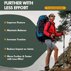 LIHENG Turismo al aire libre Aluminio Ajustable Tres secciones Plegable Escalada Trekking Pole Senderismo Bastón estirable Bastón para caminar - Product Image 5